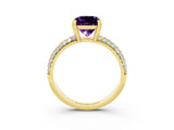 Yellow gold Princess Cut Cut Pave Diamond Engagement Ring with Channel Set Band and Four-Prong Setting_3