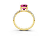 Yellow gold Princess Cut Cut Pave Diamond Engagement Ring with Channel Set Band and Four-Prong Setting_3