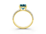 Yellow gold Princess Cut Cut Pave Diamond Engagement Ring with Channel Set Band and Four-Prong Setting_3