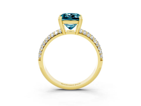Yellow gold Princess Cut Cut Pave Diamond Engagement Ring with Channel Set Band and Four-Prong Setting_3