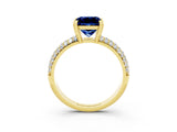Yellow gold Princess Cut Cut Pave Diamond Engagement Ring with Channel Set Band and Four-Prong Setting_3