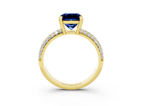 Yellow gold Princess Cut Cut Pave Diamond Engagement Ring with Channel Set Band and Four-Prong Setting_3