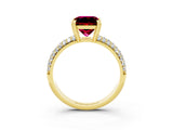 Yellow gold Princess Cut Cut Pave Diamond Engagement Ring with Channel Set Band and Four-Prong Setting_3