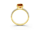 Yellow gold Princess Cut Cut Pave Diamond Engagement Ring with Channel Set Band and Four-Prong Setting_3