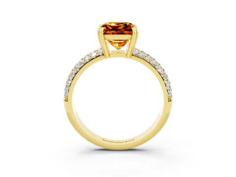 Yellow gold Princess Cut Cut Pave Diamond Engagement Ring with Channel Set Band and Four-Prong Setting_3