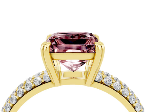 Yellow gold Princess Cut Cut Pave Diamond Engagement Ring with Channel Set Band and Four-Prong Setting_4