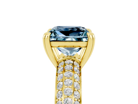 Yellow gold Princess Cut Cut Pave Diamond Engagement Ring with Channel Set Band and Four-Prong Setting_5