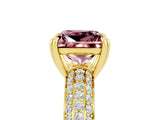 Yellow gold Princess Cut Cut Pave Diamond Engagement Ring with Channel Set Band and Four-Prong Setting_5