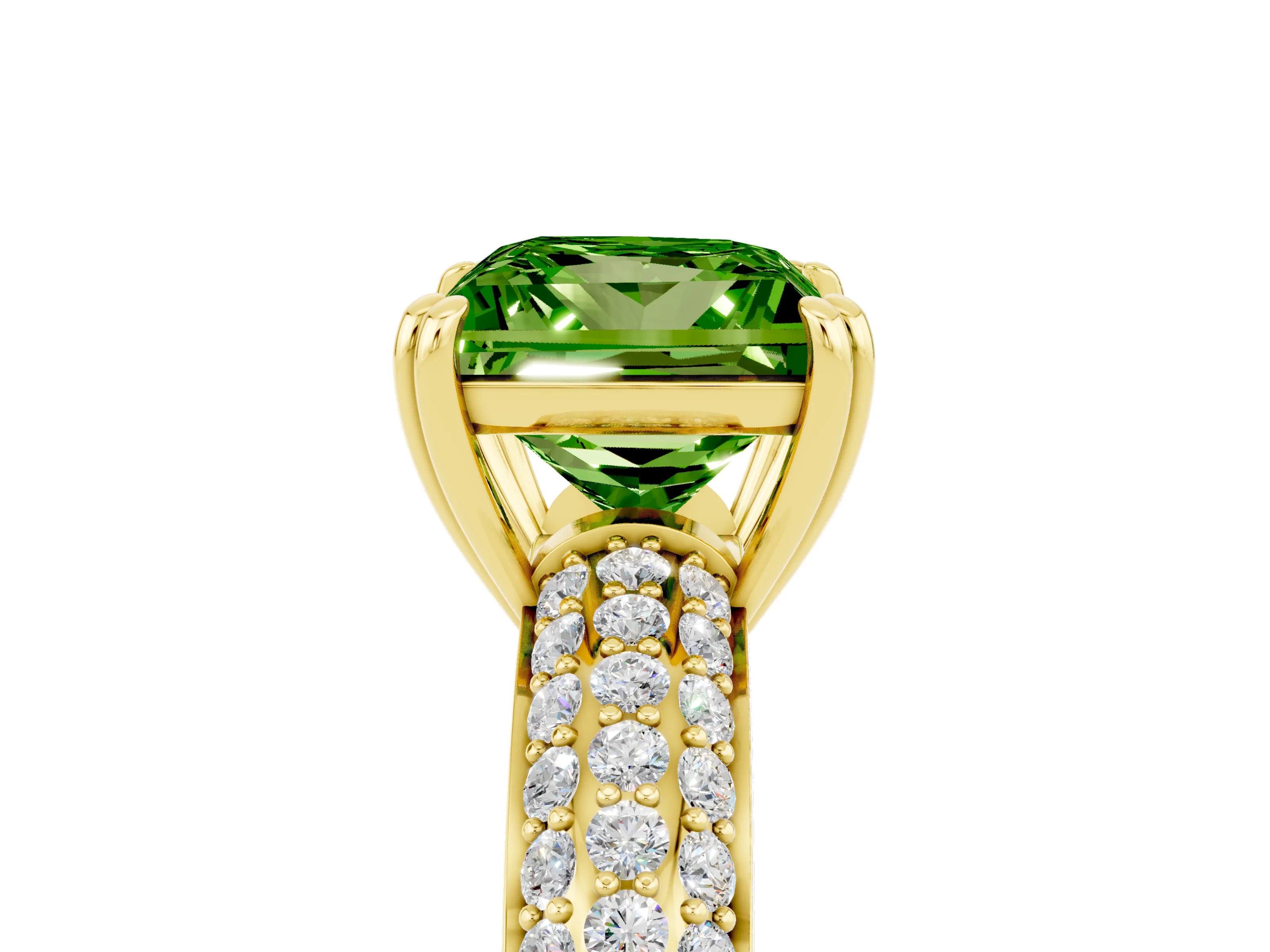 Yellow gold Princess Cut Cut Pave Diamond Engagement Ring with Channel Set Band and Four-Prong Setting_5