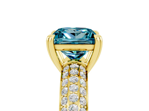 Yellow gold Princess Cut Cut Pave Diamond Engagement Ring with Channel Set Band and Four-Prong Setting_5