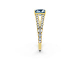 Yellow gold Princess Cut Cut Split Shank Pave Diamond Engagement Ring with Four-Prong Setting_2