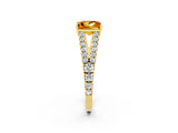 Yellow gold Princess Cut Cut Split Shank Pave Diamond Engagement Ring with Four-Prong Setting_2