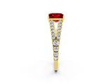 Yellow gold Princess Cut Cut Split Shank Pave Diamond Engagement Ring with Four-Prong Setting_2