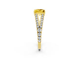 Yellow gold Princess Cut Cut Split Shank Pave Diamond Engagement Ring with Four-Prong Setting_2