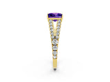 Yellow gold Princess Cut Cut Split Shank Pave Diamond Engagement Ring with Four-Prong Setting_2