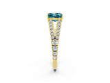 Yellow gold Princess Cut Cut Split Shank Pave Diamond Engagement Ring with Four-Prong Setting_2