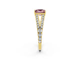 Yellow gold Princess Cut Cut Split Shank Pave Diamond Engagement Ring with Four-Prong Setting_2