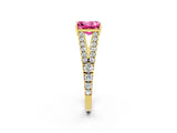 Yellow gold Princess Cut Cut Split Shank Pave Diamond Engagement Ring with Four-Prong Setting_2