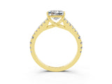 Yellow gold Princess Cut Cut Split Shank Pave Diamond Engagement Ring with Four-Prong Setting_3
