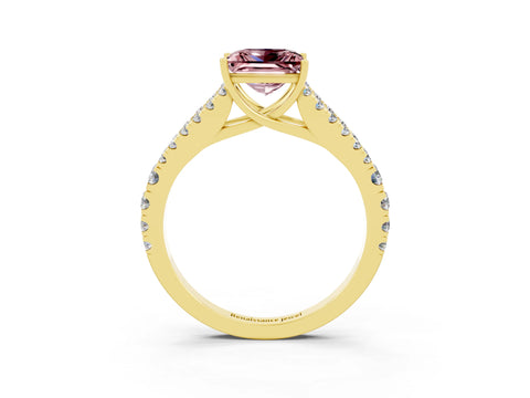 Yellow gold Princess Cut Cut Split Shank Pave Diamond Engagement Ring with Four-Prong Setting_3