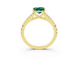 Yellow gold Princess Cut Cut Split Shank Pave Diamond Engagement Ring with Four-Prong Setting_3