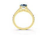 Yellow gold Princess Cut Cut Split Shank Pave Diamond Engagement Ring with Four-Prong Setting_3