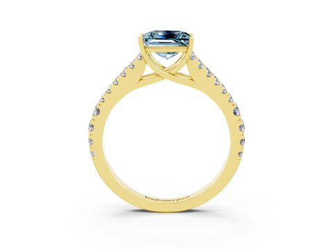 Yellow gold Princess Cut Cut Split Shank Pave Diamond Engagement Ring with Four-Prong Setting_3