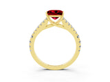 Yellow gold Princess Cut Cut Split Shank Pave Diamond Engagement Ring with Four-Prong Setting_3