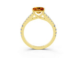 Yellow gold Princess Cut Cut Split Shank Pave Diamond Engagement Ring with Four-Prong Setting_3