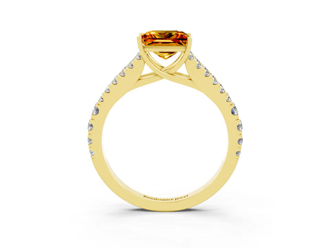 Yellow gold Princess Cut Cut Split Shank Pave Diamond Engagement Ring with Four-Prong Setting_3