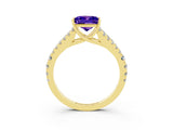 Yellow gold Princess Cut Cut Split Shank Pave Diamond Engagement Ring with Four-Prong Setting_3