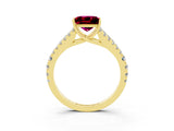 Yellow gold Princess Cut Cut Split Shank Pave Diamond Engagement Ring with Four-Prong Setting_3
