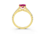 Yellow gold Princess Cut Cut Split Shank Pave Diamond Engagement Ring with Four-Prong Setting_3