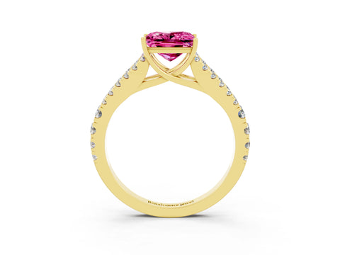 Yellow gold Princess Cut Cut Split Shank Pave Diamond Engagement Ring with Four-Prong Setting_3