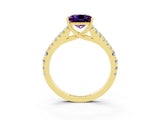 Yellow gold Princess Cut Cut Split Shank Pave Diamond Engagement Ring with Four-Prong Setting_3