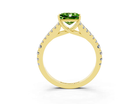Yellow gold Princess Cut Cut Split Shank Pave Diamond Engagement Ring with Four-Prong Setting_3