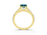 Yellow gold Princess Cut Cut Split Shank Pave Diamond Engagement Ring with Four-Prong Setting_3