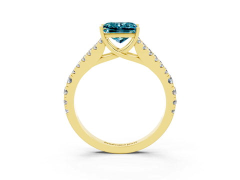 Yellow gold Princess Cut Cut Split Shank Pave Diamond Engagement Ring with Four-Prong Setting_3