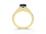 Yellow gold Princess Cut Cut Split Shank Pave Diamond Engagement Ring with Four-Prong Setting_3