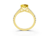 Yellow gold Princess Cut Cut Split Shank Pave Diamond Engagement Ring with Four-Prong Setting_3