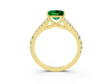Yellow gold Princess Cut Cut Split Shank Pave Diamond Engagement Ring with Four-Prong Setting_3