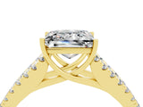 Yellow gold Princess Cut Cut Split Shank Pave Diamond Engagement Ring with Four-Prong Setting_4
