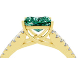 Yellow gold Princess Cut Cut Split Shank Pave Diamond Engagement Ring with Four-Prong Setting_4