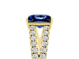 Yellow gold Princess Cut Cut Split Shank Pave Diamond Engagement Ring with Four-Prong Setting_5