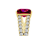 Yellow gold Princess Cut Cut Split Shank Pave Diamond Engagement Ring with Four-Prong Setting_5