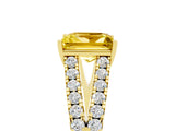 Yellow gold Princess Cut Cut Split Shank Pave Diamond Engagement Ring with Four-Prong Setting_5