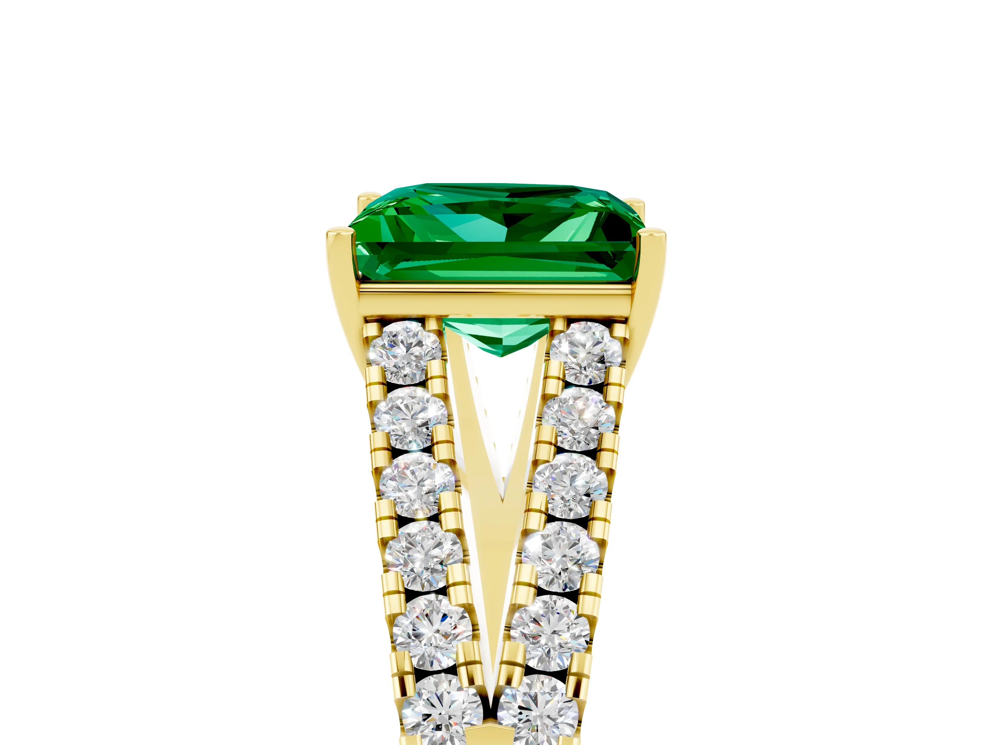 Yellow gold Princess Cut Cut Split Shank Pave Diamond Engagement Ring with Four-Prong Setting_5