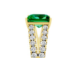 Yellow gold Princess Cut Cut Split Shank Pave Diamond Engagement Ring with Four-Prong Setting_5