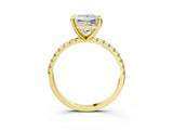 Yellow gold Princess Cut Diamond Brilliant Solitaire Ring with Pavé Band and Four-Prong Setting_169