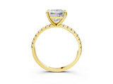 Yellow gold Princess Cut Diamond Brilliant Solitaire Ring with Pavé Band and Four-Prong Setting_18